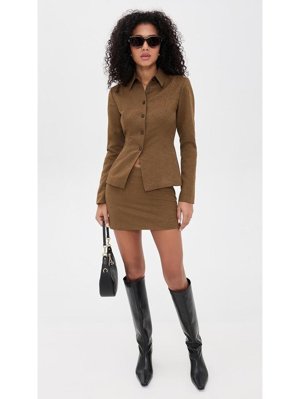 Reformation Chloe Skirt Two Piece Set Size 8 Chestnut New With Tags